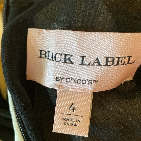 BLACK LABEL BY CHICOS Pleated long sleevelessdress in black , cream and … - Picture 6 of 6